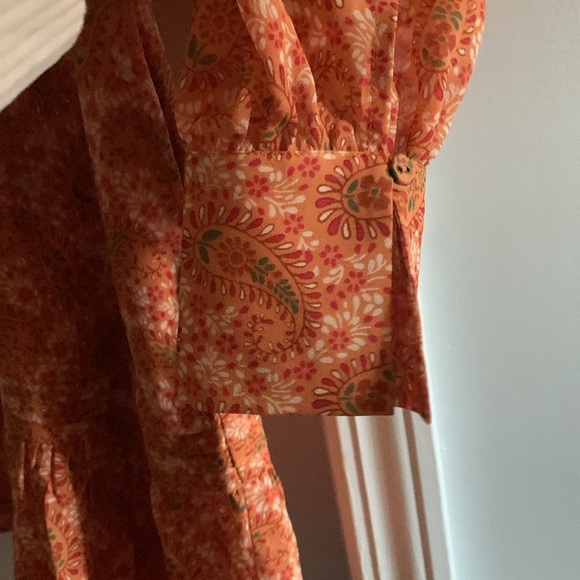 Joie‎ Women's Bree orange caramel multi Mini Silk long sleeve Dress size 4 - Picture 14 of 14